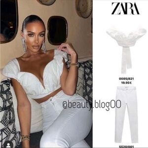 ZARA SWEETHEART NECKLINE TOP Large White